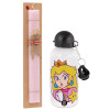 Easter Set, metallic aluminum bottle (500ml) & aromatic flat Easter candle (30cm) (PINK)