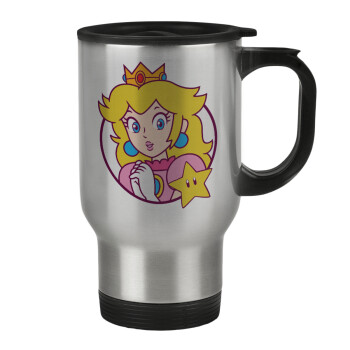 Princess Peach, Stainless steel travel mug with lid, double wall 450ml