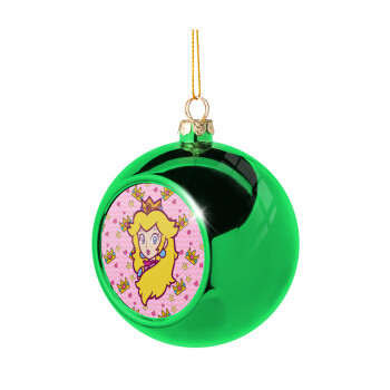 Princess Peach, Green Christmas tree ornament ball 8cm