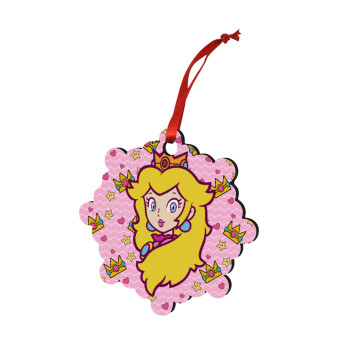 Princess Peach, Christmas ornament snowflake wooden 7.5cm