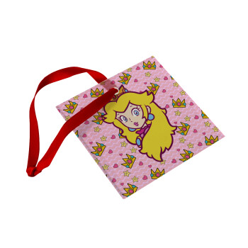 Princess Peach, Christmas ornament, glass square ornament 9x9cm