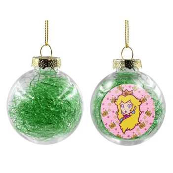Princess Peach, Transparent Christmas tree ball ornament with green filling 8cm
