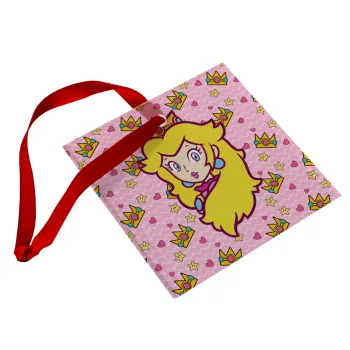 Princess Peach, Christmas ornament, glass square ornament 9x9cm
