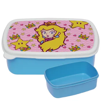 Princess Peach, ΜΠΛΕ παιδικό δοχείο φαγητού (lunchbox) πλαστικό (BPA-FREE) Lunch Βox M18 x Π13 x Υ6cm