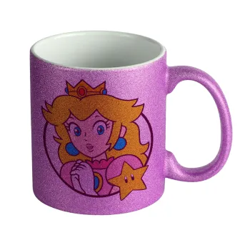 Princess Peach, Κούπα Μωβ Glitter που γυαλίζει, κεραμική, 330ml
