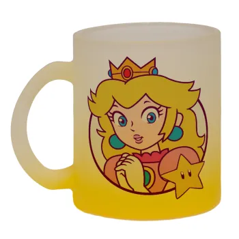 Princess Peach, Κούπα γυάλινη δίχρωμη με βάση το κίτρινο ματ, 330ml