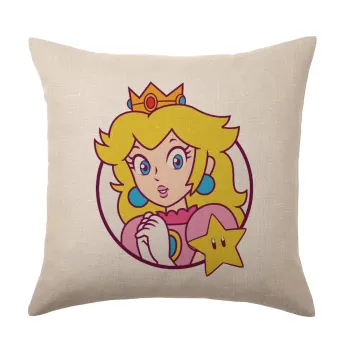 Princess Peach, Μαξιλάρι καναπέ ΛΙΝΟ 40x40cm περιέχεται το  γέμισμα