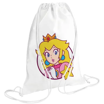 Princess Peach, Backpack pouch GYMBAG white (28x40cm)