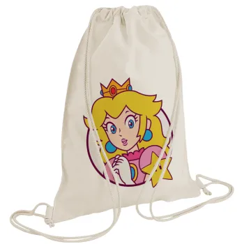 Princess Peach, Backpack bag GYMBAG natural (28x40cm)