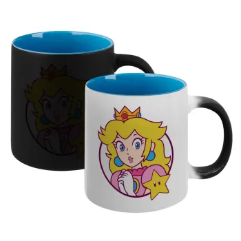 Princess Peach, Κούπα Μαγική εσωτερικό μπλε, κεραμική 330ml που αλλάζει χρώμα με το ζεστό ρόφημα
