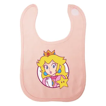 Princess Peach, Σαλιάρα με Σκρατς ΡΟΖ 100% Organic Cotton (0-18 months)