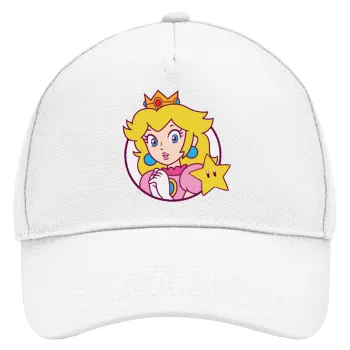 Princess Peach, Καπέλο Ενηλίκων Baseball, Drill, Λευκό (100% ΒΑΜΒΑΚΕΡΟ, ΕΝΗΛΙΚΩΝ, UNISEX, ONE SIZE)