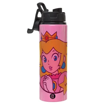 Princess Peach, Metallic water bottle with safety lid, 850ml aluminum