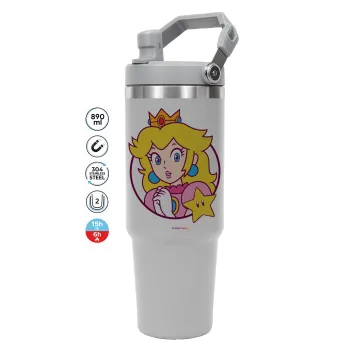Princess Peach, ΓΚΡΙ χρώματος Θερμός Ανοξείδωτο 890ml (30oz) με χερούλι