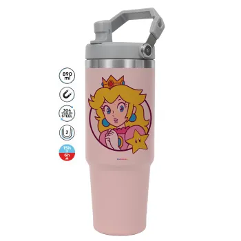 Princess Peach, ΡΟΖ χρώματος Θερμός Ανοξείδωτο 890ml (30oz) με χερούλι
