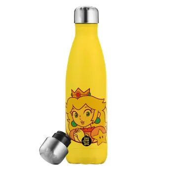 Princess Peach, Yellow Stainless Steel Metallic Thermos, double-walled, 500ml