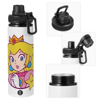 Princess Peach, Μεταλλικό παγούρι νερού με καπάκι ασφαλείας, αλουμινίου 850ml