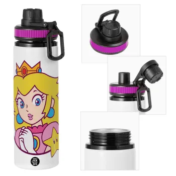 Princess Peach, Μεταλλικό παγούρι νερού με καπάκι ασφαλείας, αλουμινίου 850ml
