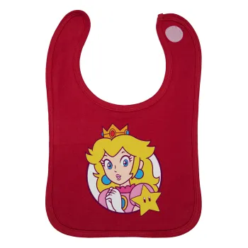 Princess Peach, Σαλιάρα με Σκρατς Κόκκινη 100% Organic Cotton (0-18 months)
