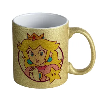 Princess Peach, Κούπα Χρυσή Glitter που γυαλίζει, κεραμική, 330ml