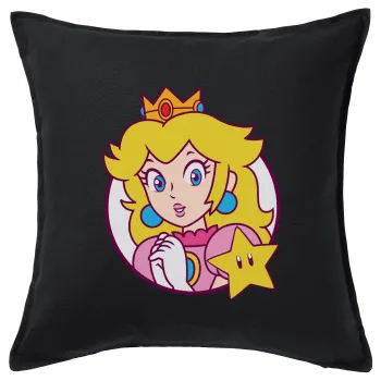 Princess Peach, Sofa cushion black 50x50cm includes filling