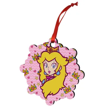 Princess Peach, Christmas ornament snowflake wooden 7.5cm