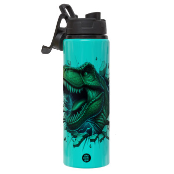 Dinosaur break wall, Metallic water bottle with safety lid, 850ml aluminum