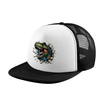 Dinosaur break wall, Καπέλο Soft Trucker με Δίχτυ Black/White 