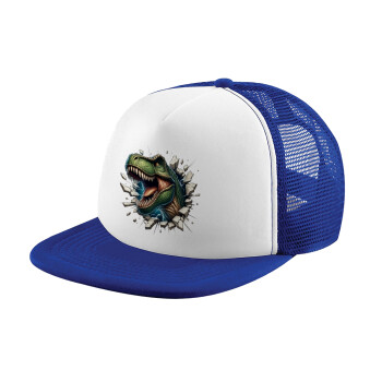 Dinosaur break wall, Καπέλο Soft Trucker με Δίχτυ Blue/White 