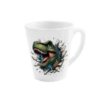 Dinosaur break wall, Κούπα κωνική Latte Λευκή, κεραμική, 300ml