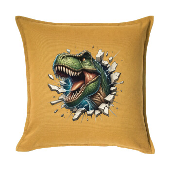 Dinosaur break wall, Sofa cushion YELLOW 50x50cm includes filling