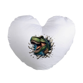 Dinosaur break wall, Μαξιλάρι καναπέ καρδιά 40x40cm περιέχεται το  γέμισμα