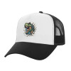 Adult Structured Trucker Hat, with Mesh, WHITE/BLACK (100% COTTON, ADULT, UNISEX, ONE SIZE)