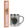 Easter Set, metallic thermal cup (300ml) & aromatic flat Easter candle (30cm) (PINK)