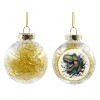 Transparent Christmas tree ball ornament with gold filling 8cm