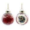 Transparent Christmas tree ball ornament with red filling 8cm