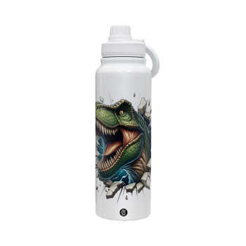 Dinosaur break wall, 1L Stainless Steel Thermal Bottle with Phone Holder & Double Wall Insulation
