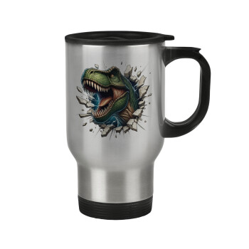 Dinosaur break wall, Stainless steel travel mug with lid, double wall 450ml