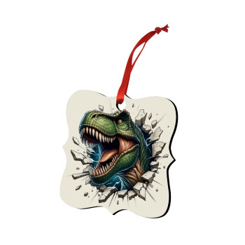 Dinosaur break wall, Στολίδι Χριστουγεννιάτικο στολίδι polygon ξύλινο 7.5cm