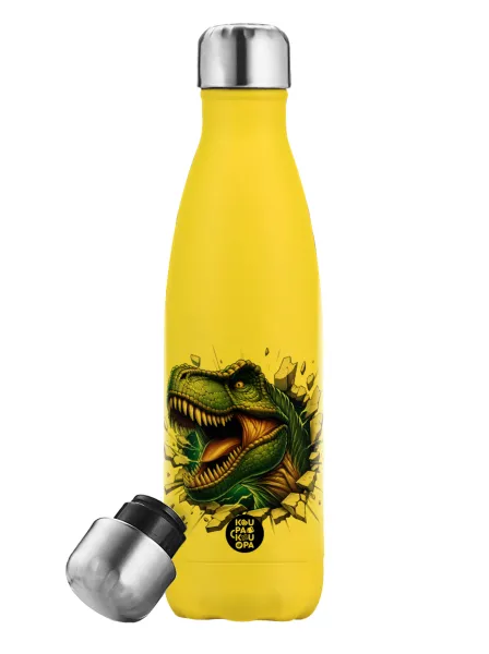 Dinosaur break wall — Yellow Stainless Steel Metallic Thermos, double-walled, 500ml