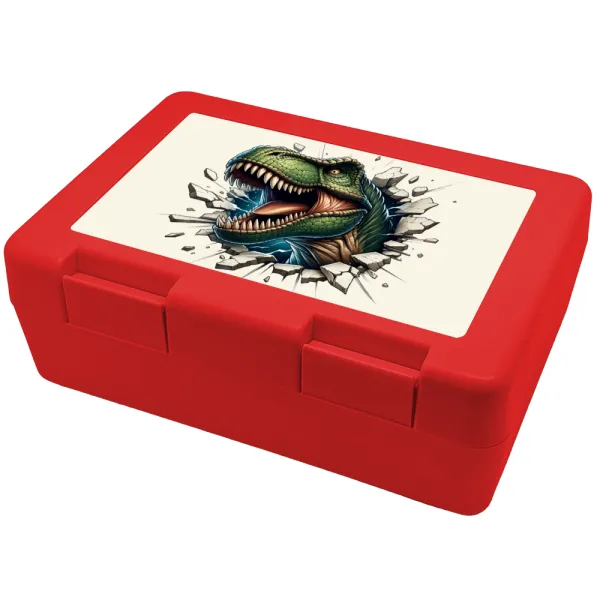 Dinosaur break wall — Παιδικό δοχείο κολατσιού ΚΟΚΚΙΝΟ 185x128x65mm (BPA free πλαστικό)