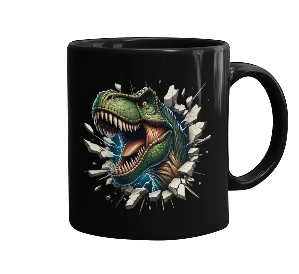 Dinosaur break wall — Κούπα Μαύρη, κεραμική, 330ml