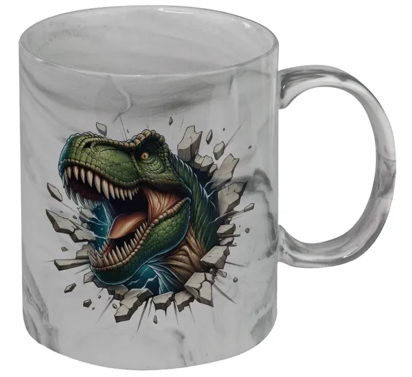 Dinosaur break wall — Κούπα κεραμική, marble style (μάρμαρο), 330ml