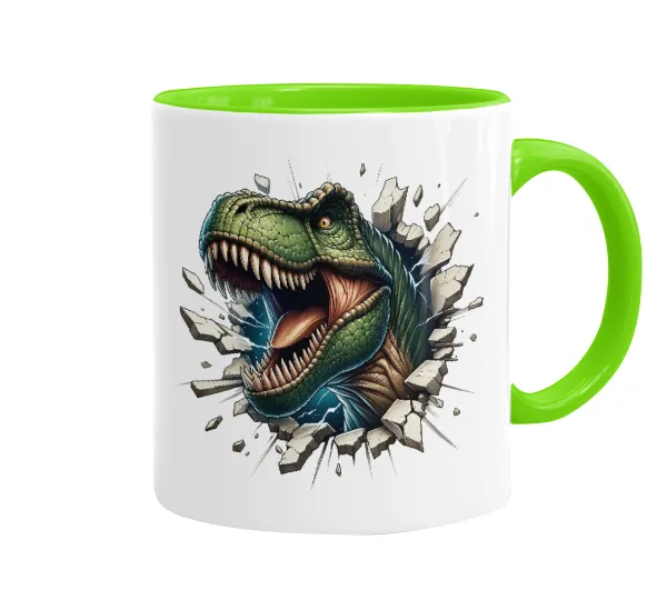 Dinosaur break wall — Κούπα χρωματιστή βεραμάν, κεραμική, 330ml