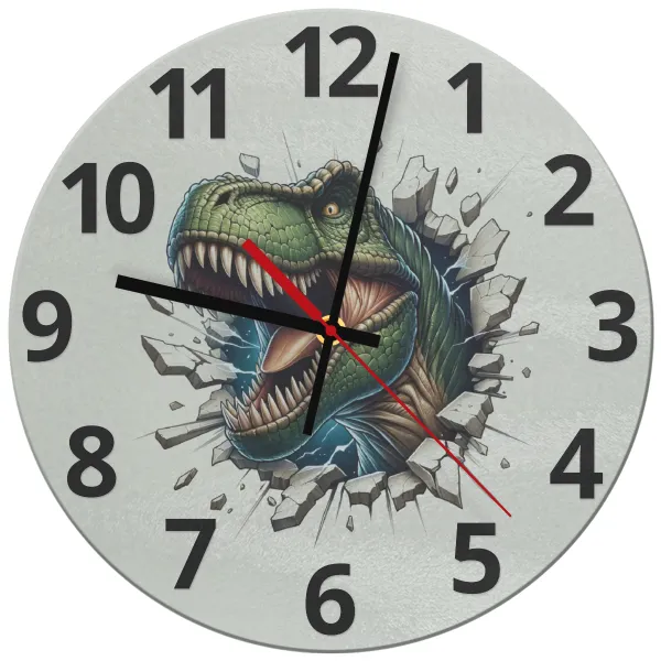 Dinosaur break wall — Ρολόι τοίχου γυάλινο (30cm)