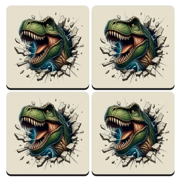 Dinosaur break wall — Σουβέρ ξύλινα τετράγωνα (9cm)