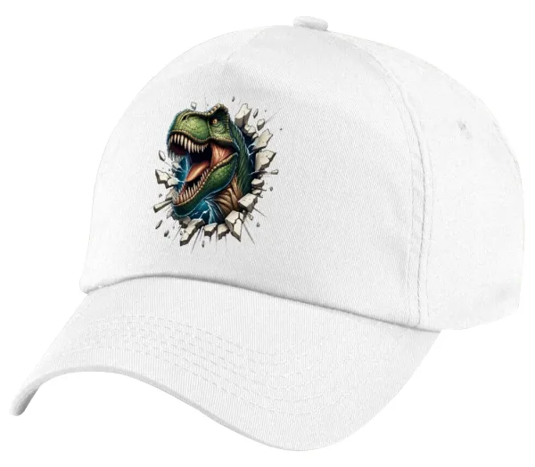 Dinosaur break wall — Πεντάφυλλο καπέλο Λευκό, 100% Βαμβακερό (Twill), με ρύθμιση, unisex