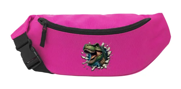 Dinosaur break wall — Unisex waist bag (banana) in PINK color with 2 pockets