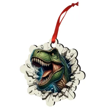 Dinosaur break wall, Στολίδι Χριστουγεννιάτικο στολίδι snowflake ξύλινο 7.5cm