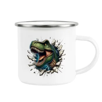 Dinosaur break wall, Metallic enamel cup white 360ml
